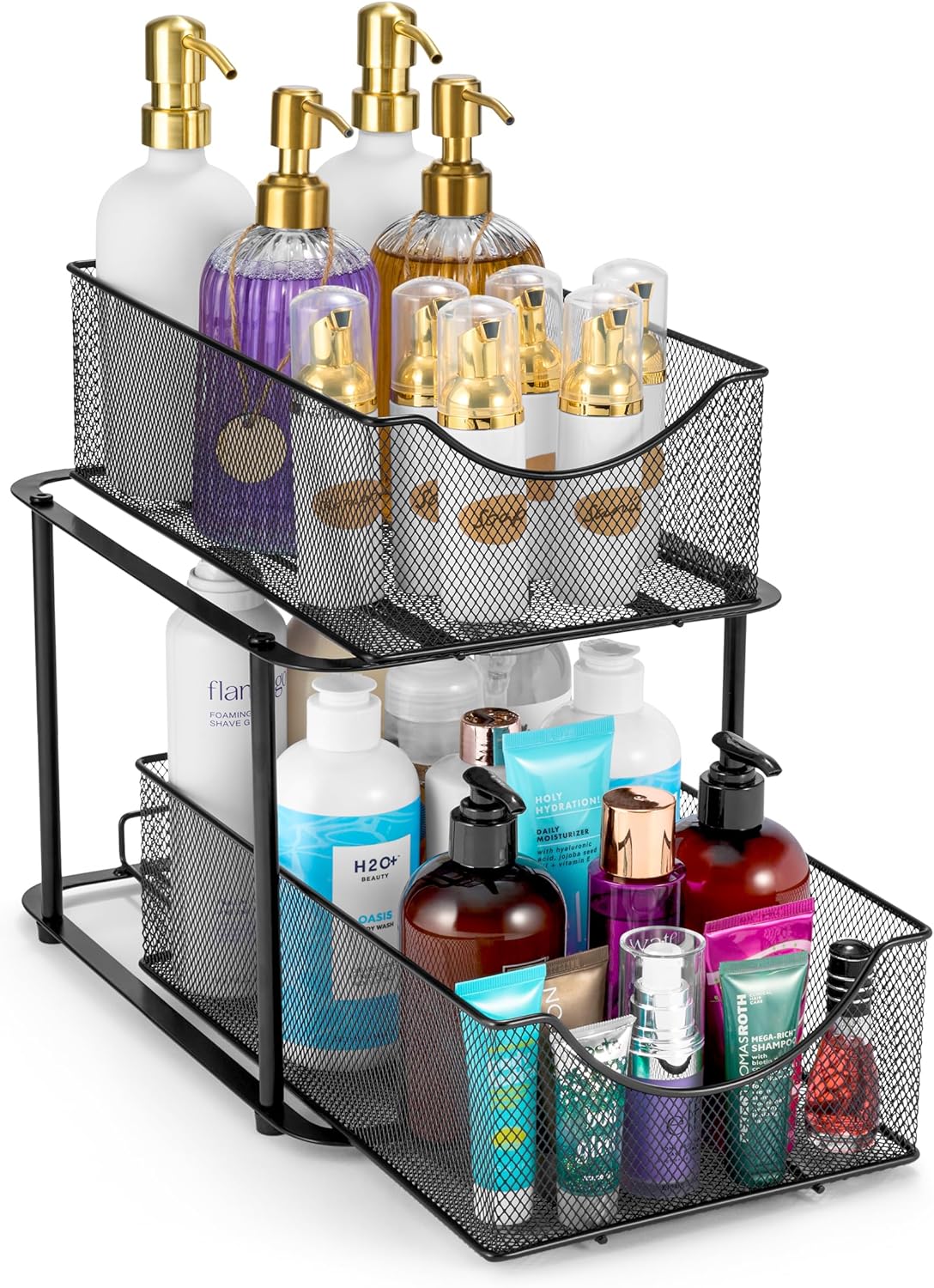 Sorbus 2 Tier Metal Under Sink Organizer for Bathroom, Kitchen, Strong Steel Mes...