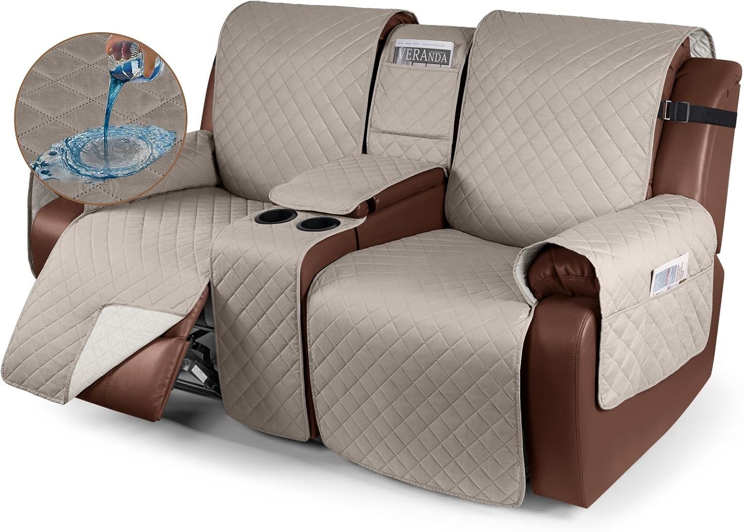 KinCam 100% Waterproof Recliner Loveseat Cover, Non-Slip Reclining Couch Covers...