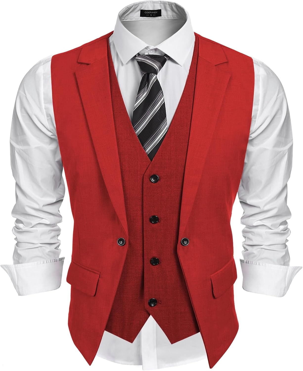 COOFANDY Men's Layered Suit Vest Business Dress Vests Formal Wedding Waistcoat S...