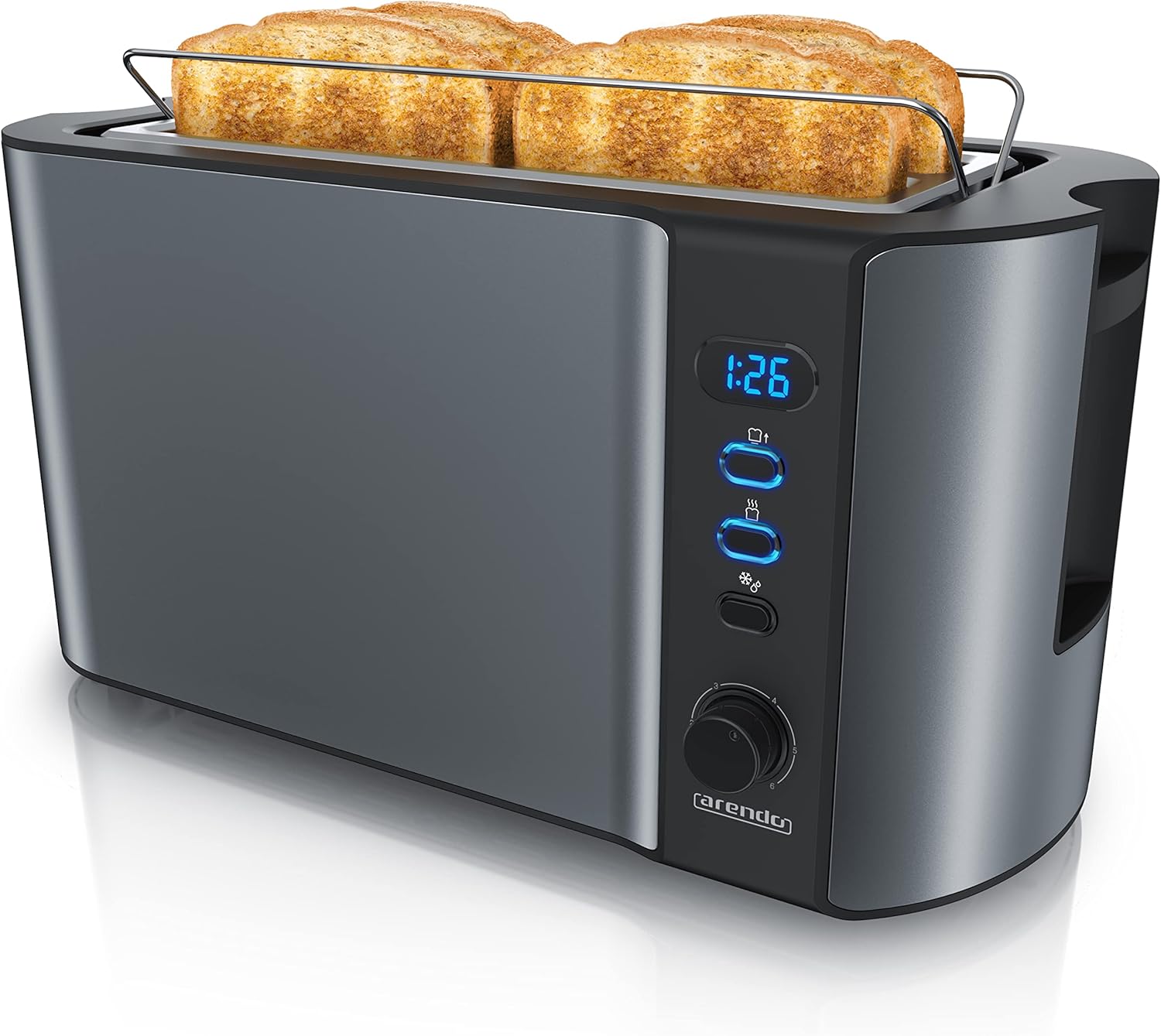 Arendo - Frukost 4 slice long slot toaster - double wall housing – with warming...