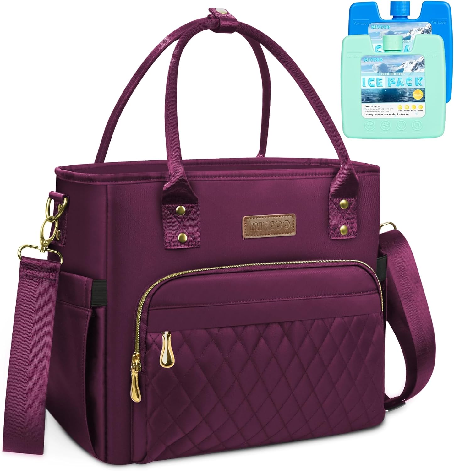 MIYCOO Lunch Bag Lunch Box Women with 2 Ice Packs - Leakproof Insulated Lunch Co...