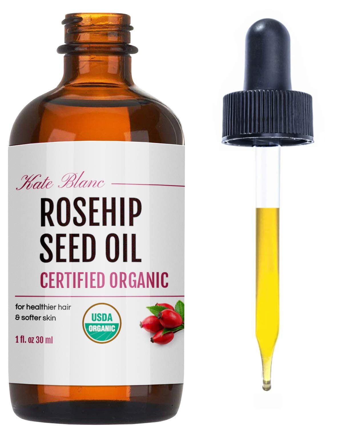 Kate Blanc Cosmetics Rosehip Oil for Face & Skin (1oz, Organic, Pure, Cold Press...