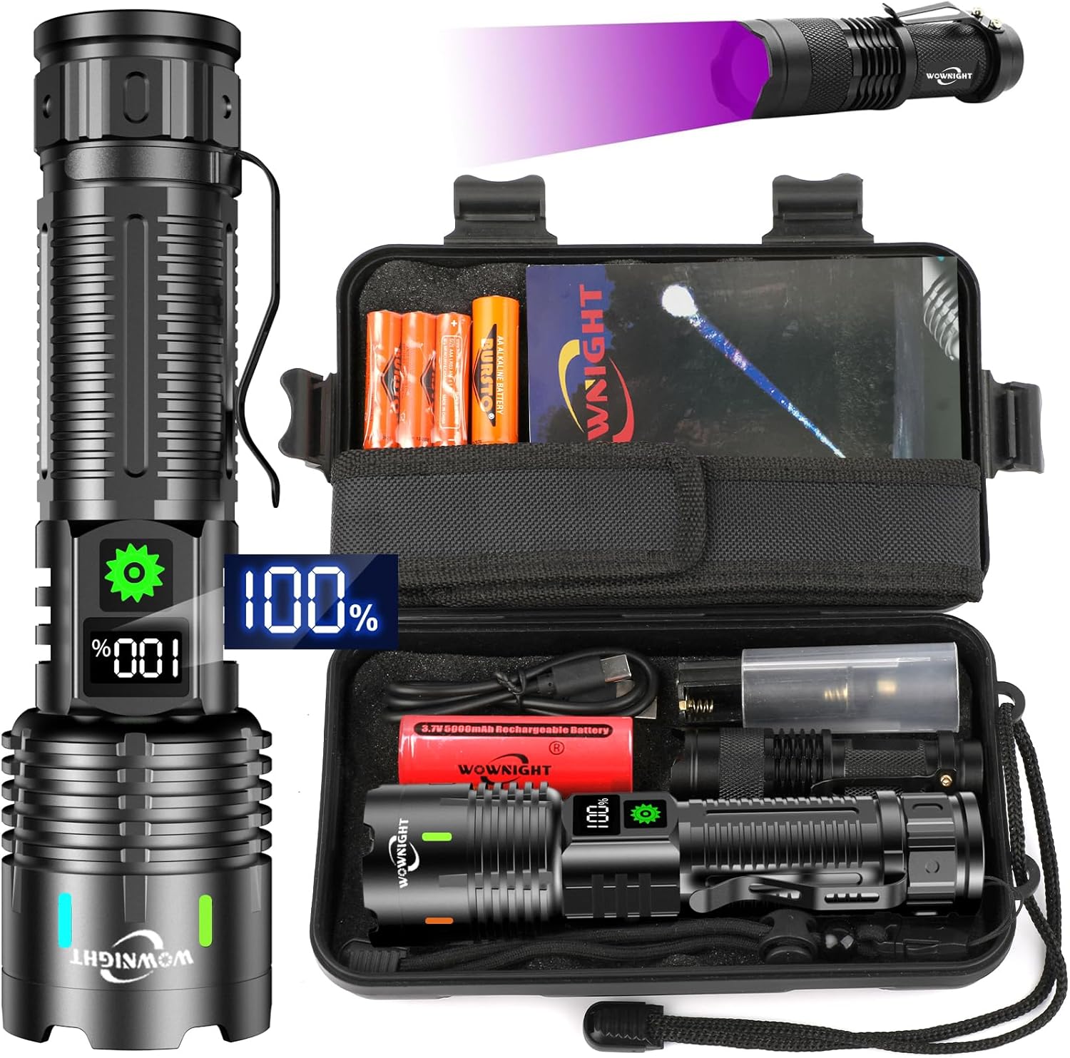 WOWNIGHT Torches LED Super Bright Rechargeable, Flashlight 500000 Lumens XHM88 T...