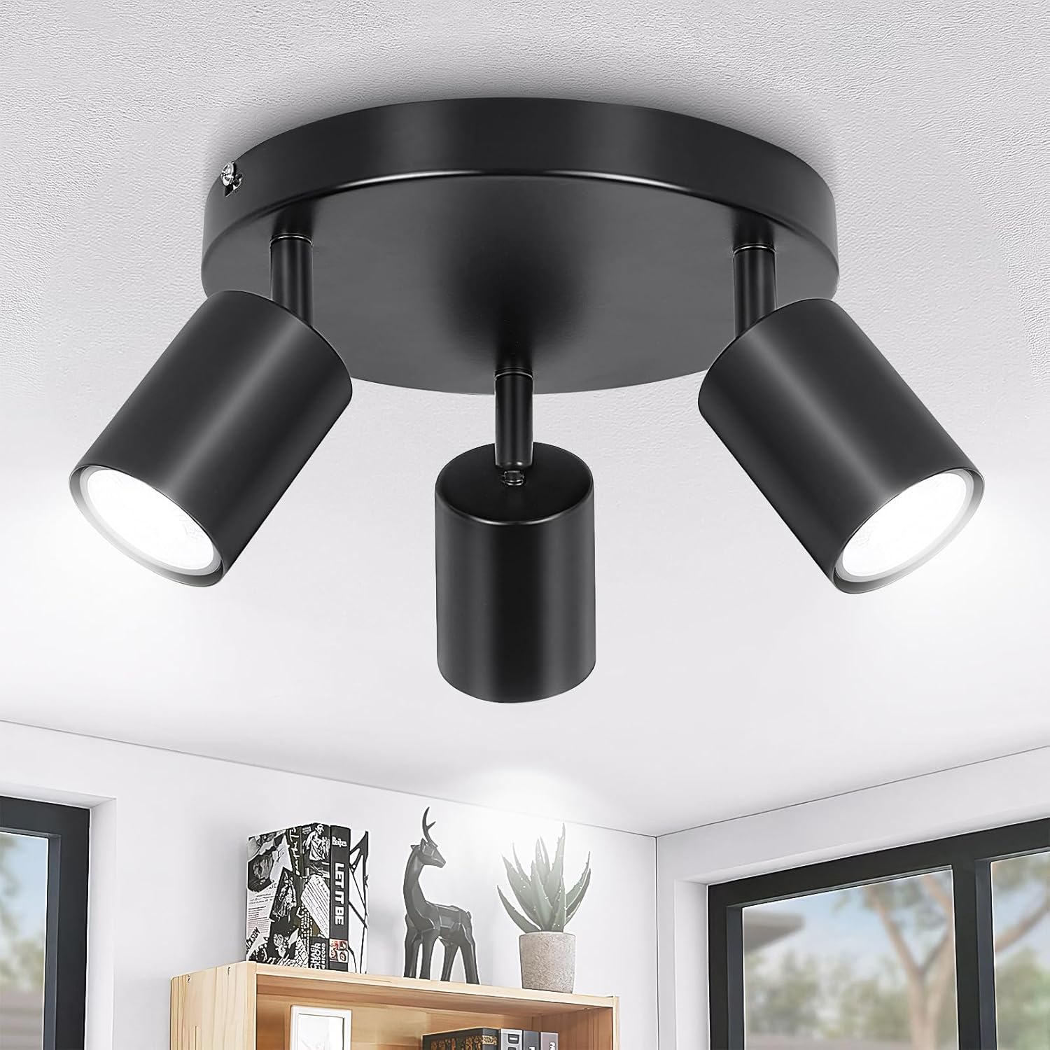 Ketom Ceiling Light Rotatable, 3 Way Black GU10 Spotlight Ceiling Lights, Modern...