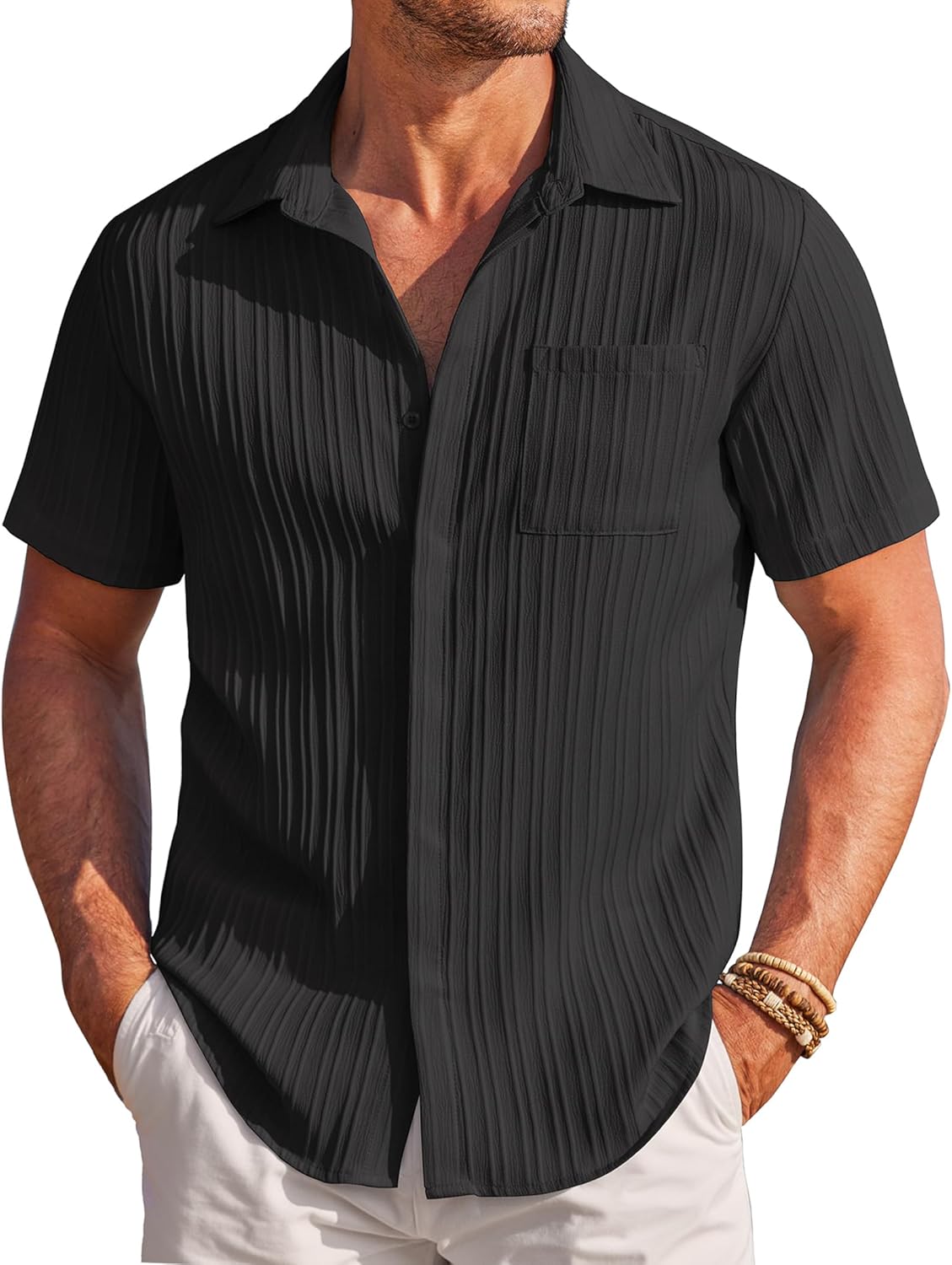 COOFANDY Men's Casual Shirts, Special Short Sleeve Button Down Shirts, Innovativ...