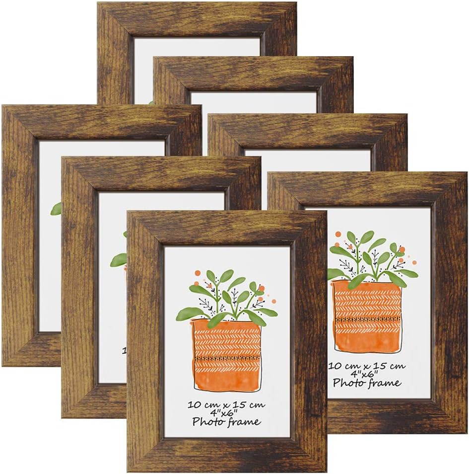 PETAFLOP Picture Frames 4x6 Rustic Frame Fits 4 by 6 Inch Prints Wall Tabletop D...