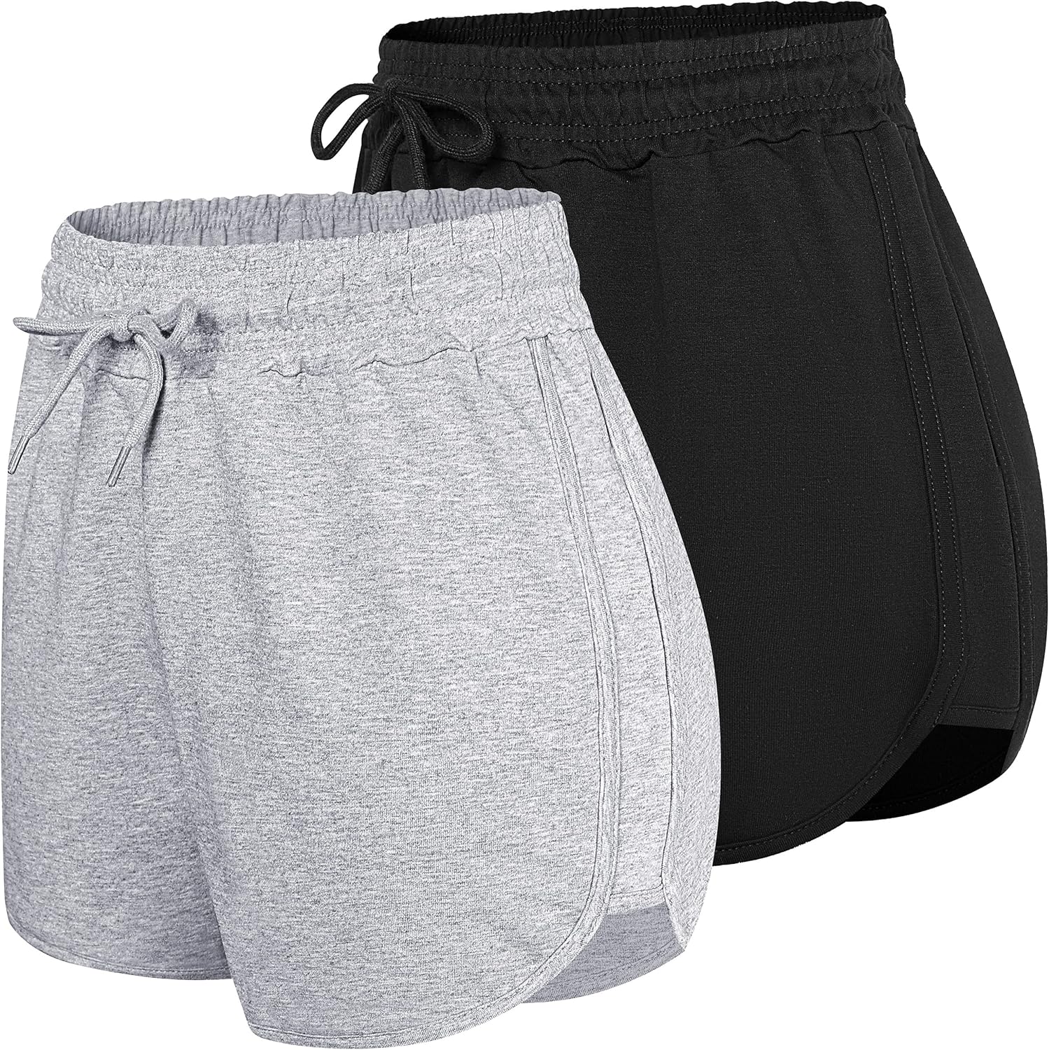 HBY 2 Pack Cotton Yoga Short Women Summer Casual Running Gym Sports Waistband Sh...