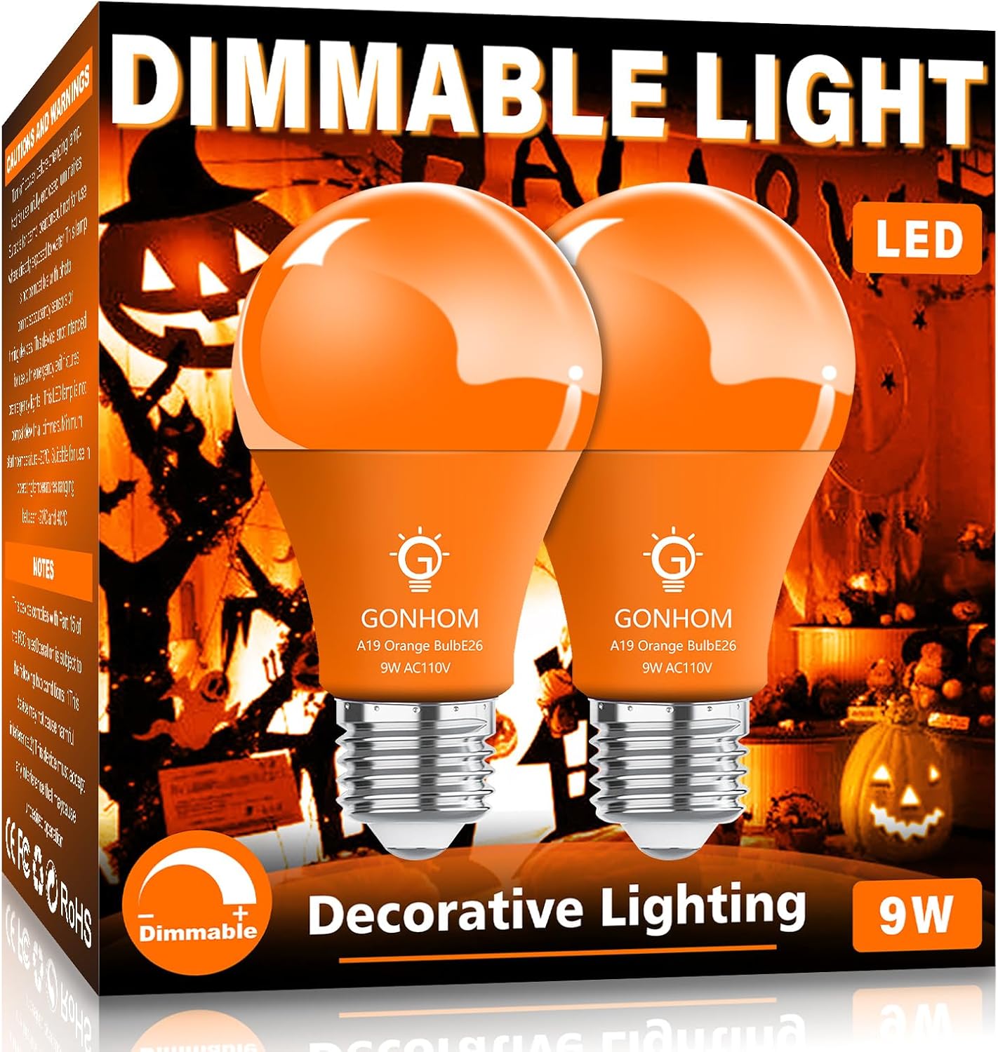 A19 LED Orange Light Bulb, Special Colored Light Bulbs Equivalent 100 Watt, Inno...