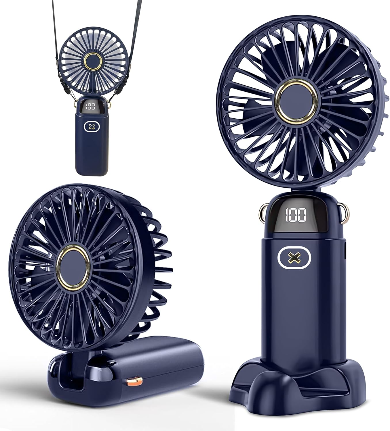 EcoNour Portable Handheld Fan | USB Rechargeable Mini Fan with 5 Speeds | LED Di...