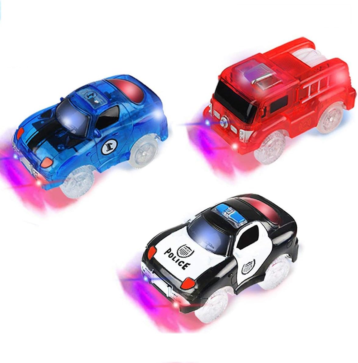 Track Cars, 3 Pack (Racing Car, Police Car, Fire T...