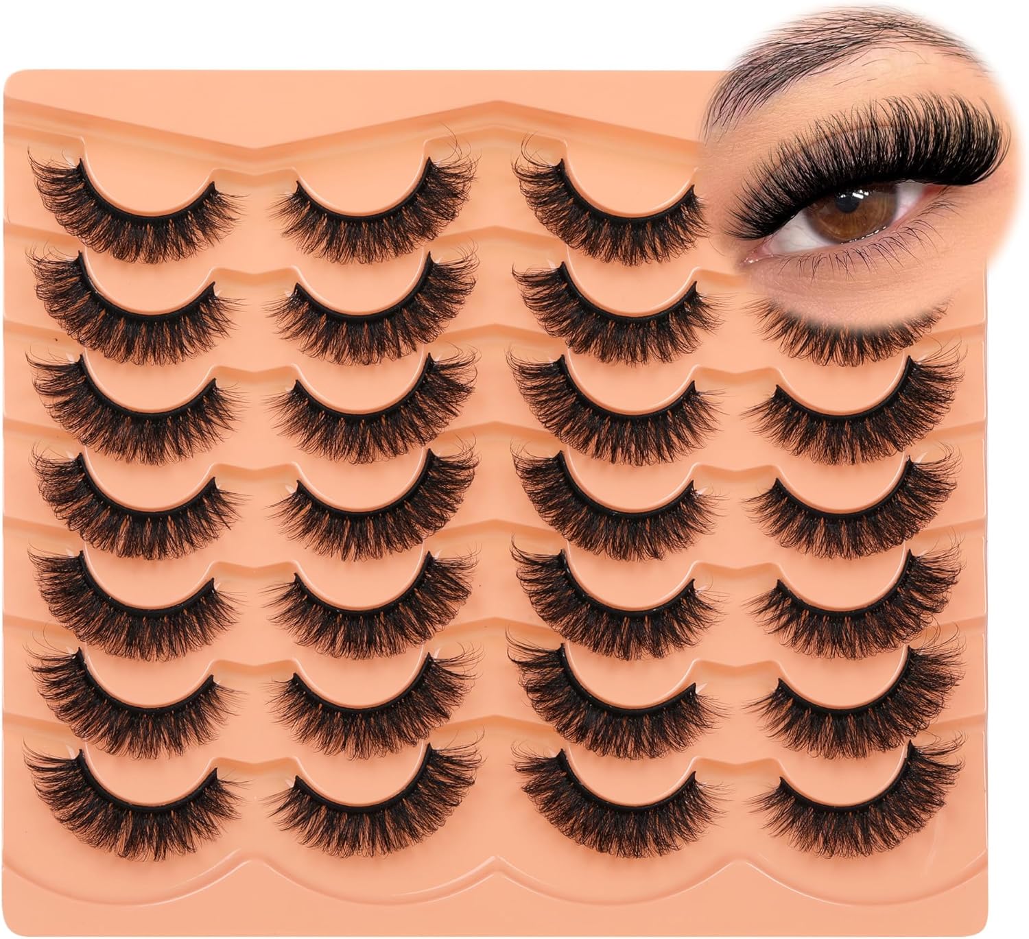 JIMIRE 14 Pairs Cat Eye Russian Strip Lashes Natur...