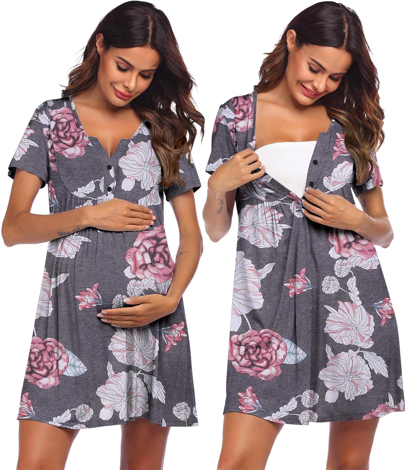 Ekouaer Labor and Delivery Gown, Special Nursing Nightgown, Innovative Maternity...