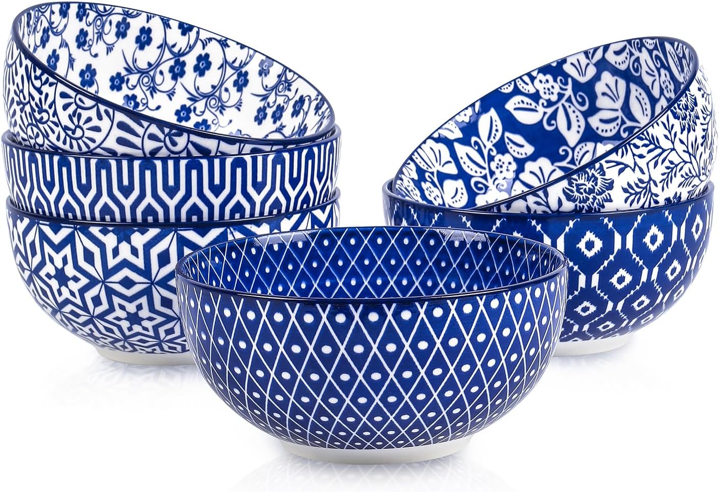 Selamica Ceramic Cereal Bowls Set of 6, 24 Oz Deep Soup Bowls for Kitchen, 5.9 I...