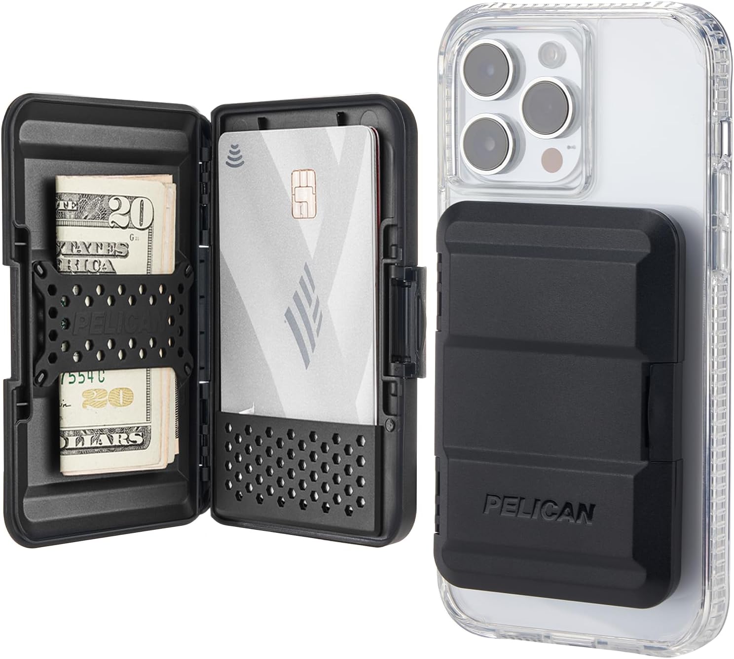Pelican MagSafe Wallet for iPhone | Heavy Duty MIL-STD Snap-On iPhone Magnetic W...