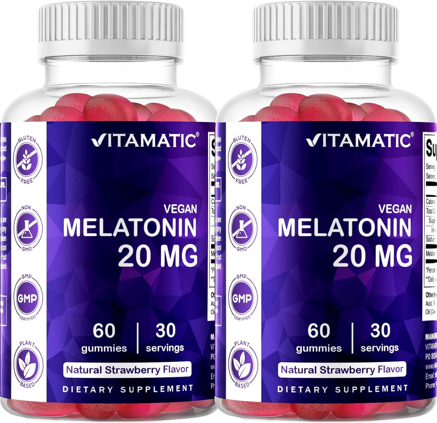 Vitamatic Melatonin 20mg Gummies for Adults, 30 Servings - 60 Vegetarian Gummies...