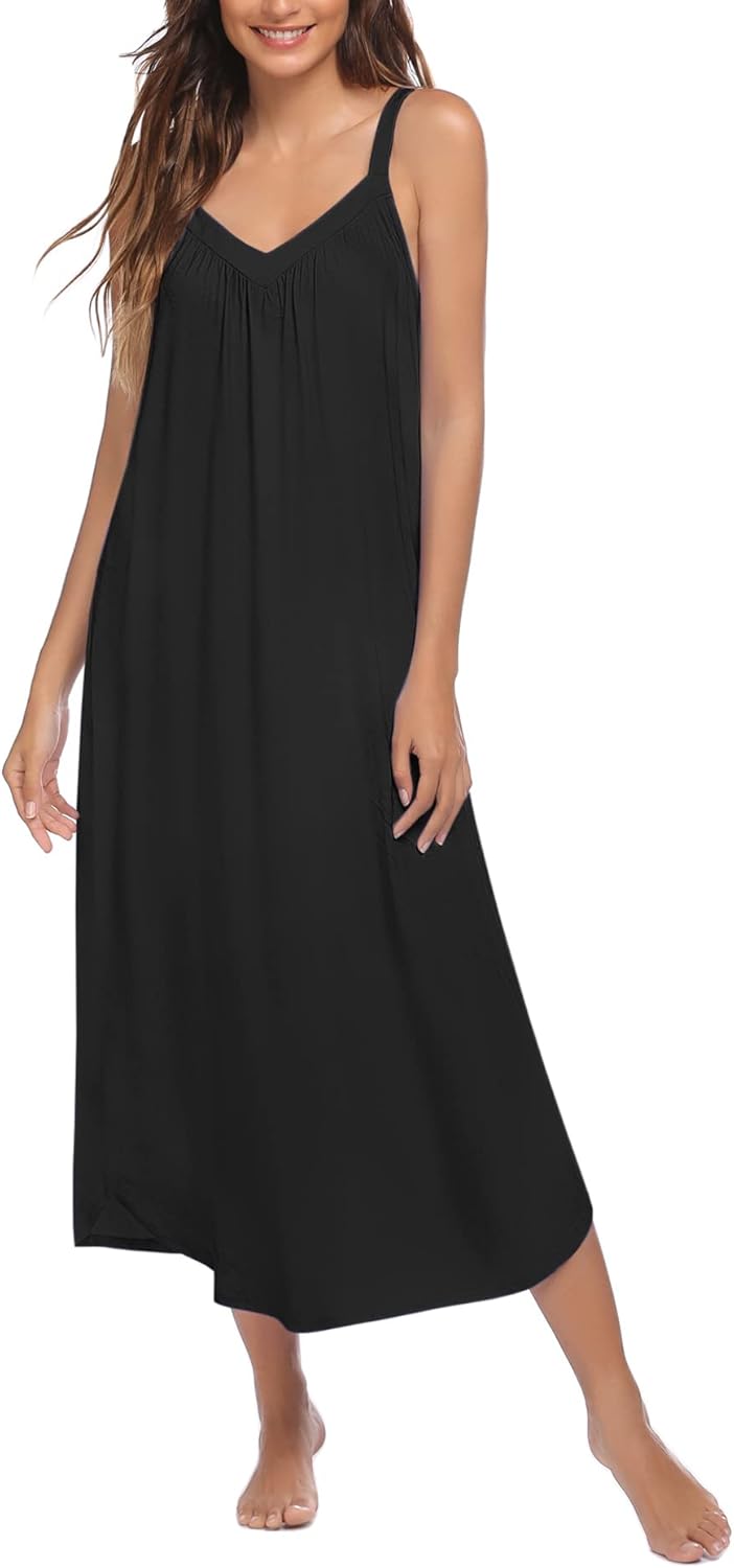 Ekouaer Womens Sleeveless Nightgown Full Slip Nightshirt Print Nightwear Full Le...