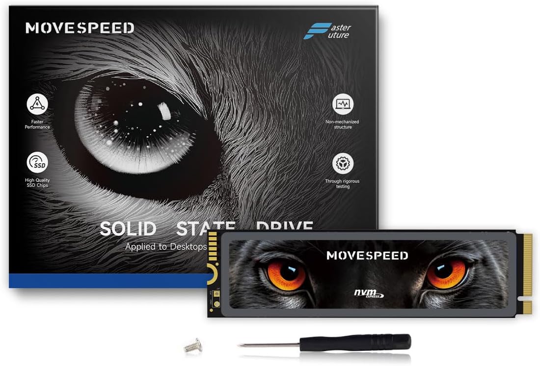 MOVE SPEED HB7450 2TB SSD for PS5 with Heatsink, PCIe 4.0 NVMe M.2 Internal Soli...