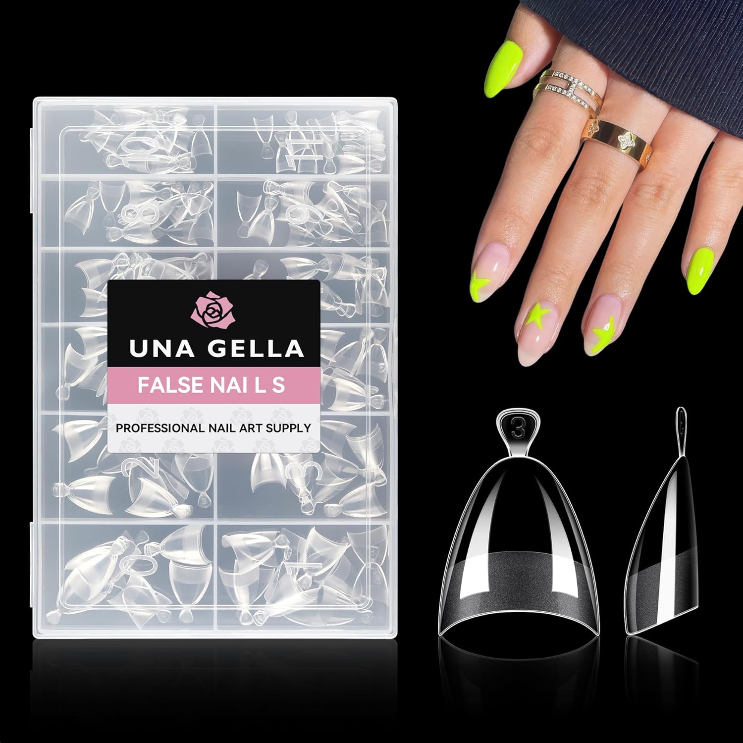 UNA GELLA Extra Short Almond Nail Tips Half Cover - Soft Gel Short Almond Shape...