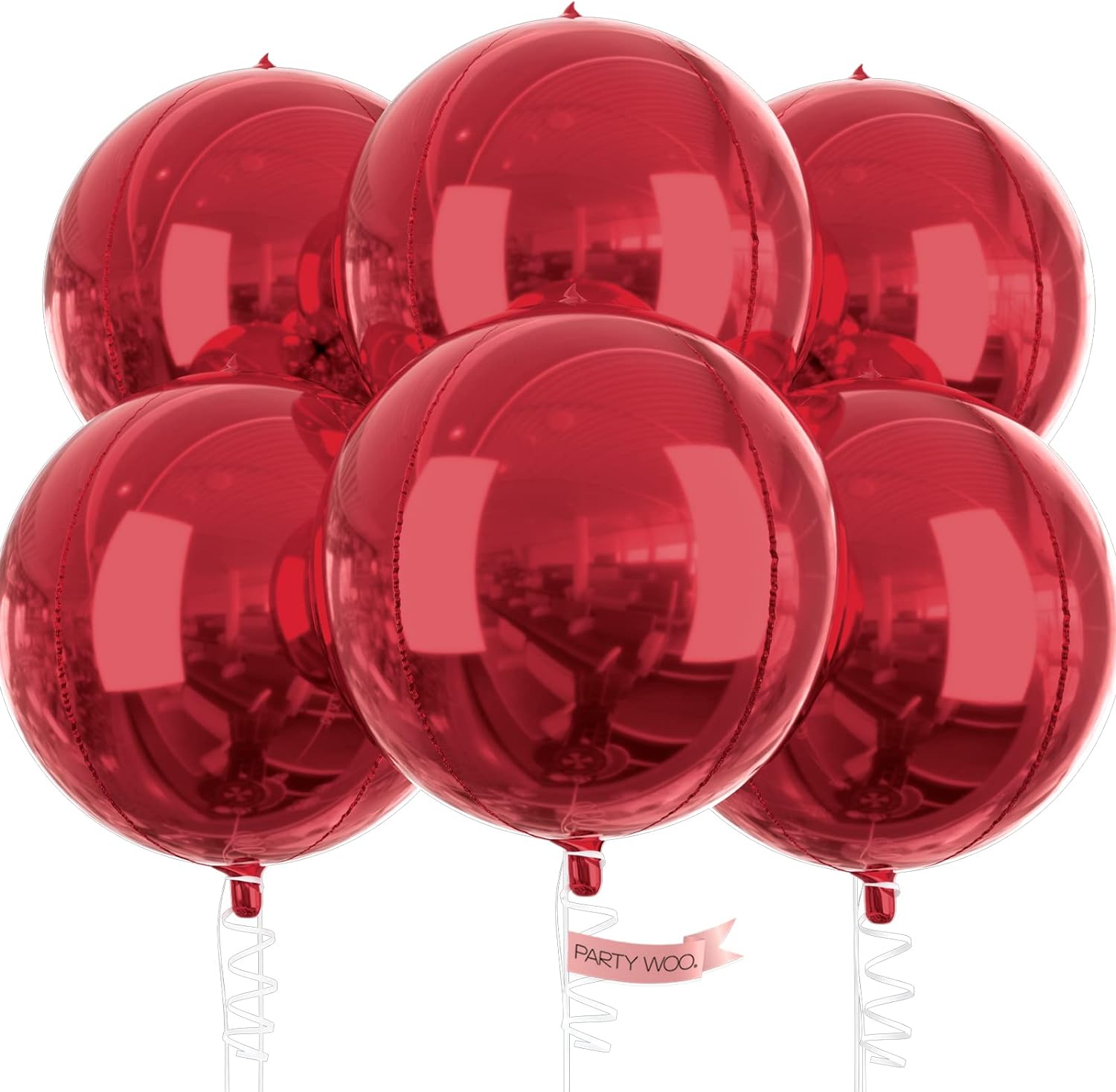 PartyWoo Red Balloons, Special Ruby Red Foil Balloons, High-Quality 22 Inch Gian...
