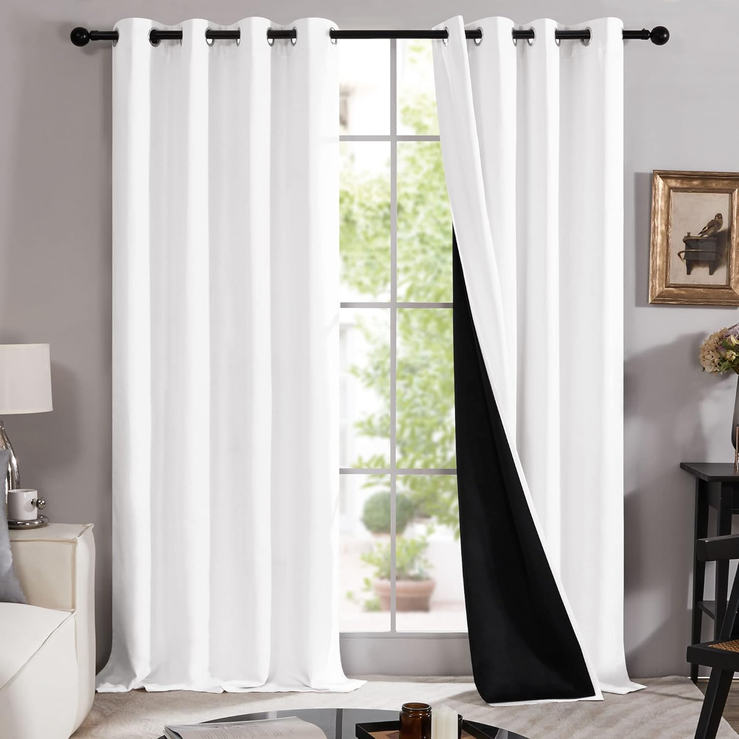 Deconovo Total Blackout Curtains 90 Drop Pair, Eyelet Curtains, 100% Shade Livin...