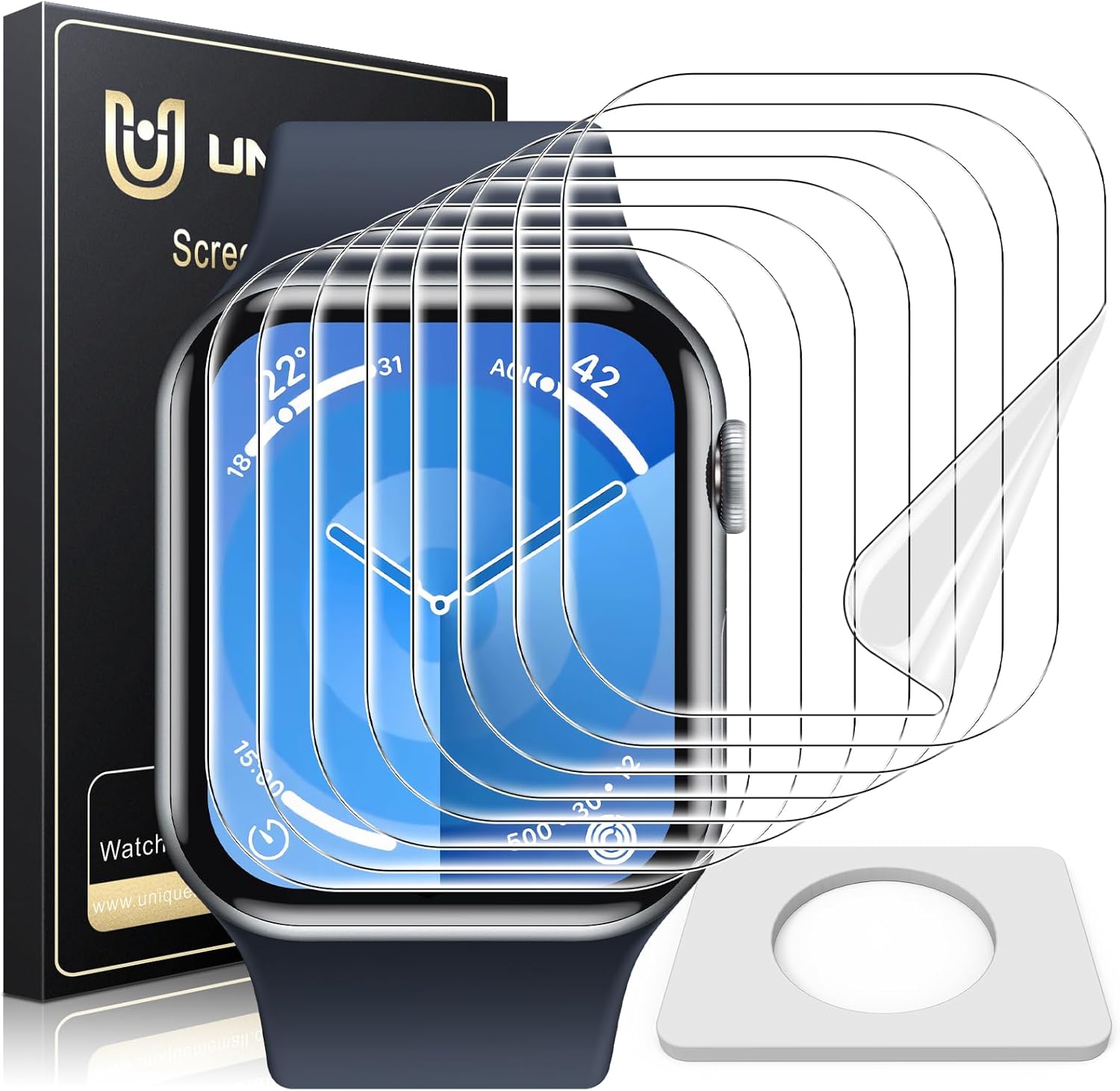 UniqueMe 8 Pack for Apple Watch Series 10 Screen Protector 46mm, [Strong Asorpti...