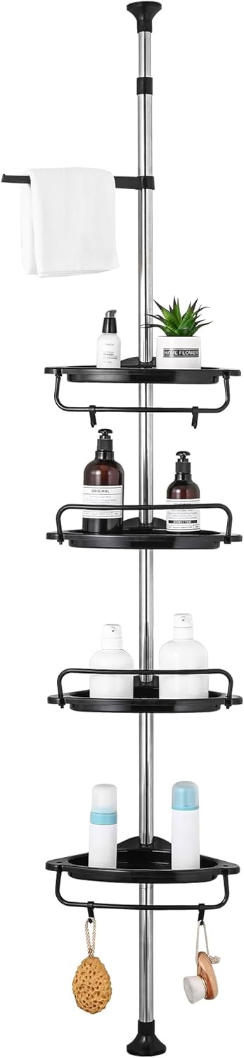 GRICOL Black Shower Caddy Corner Adjustable Bathroom Corner Shelf Shower Shelf w...