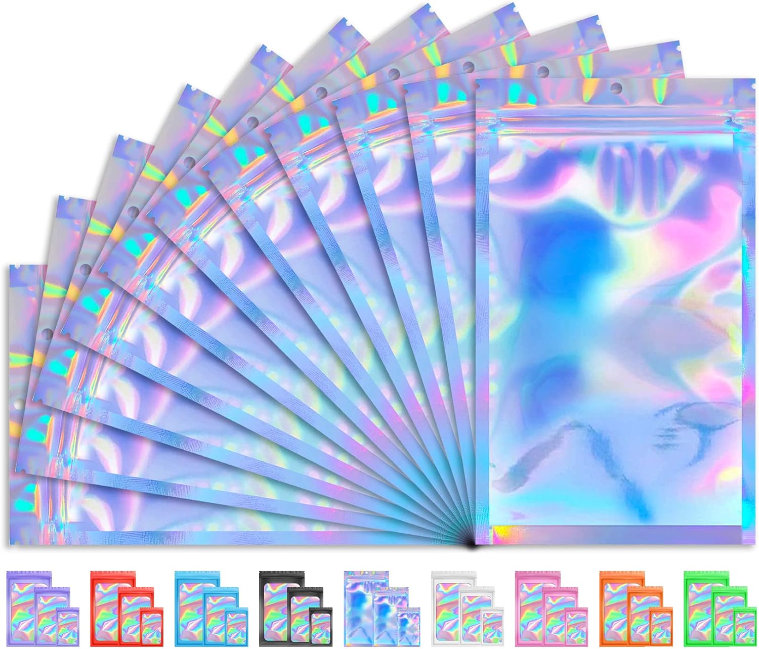 Holographic Bags, Special 100 PCS Packaging Bags for Lashes, Nails, Candy, Innov...