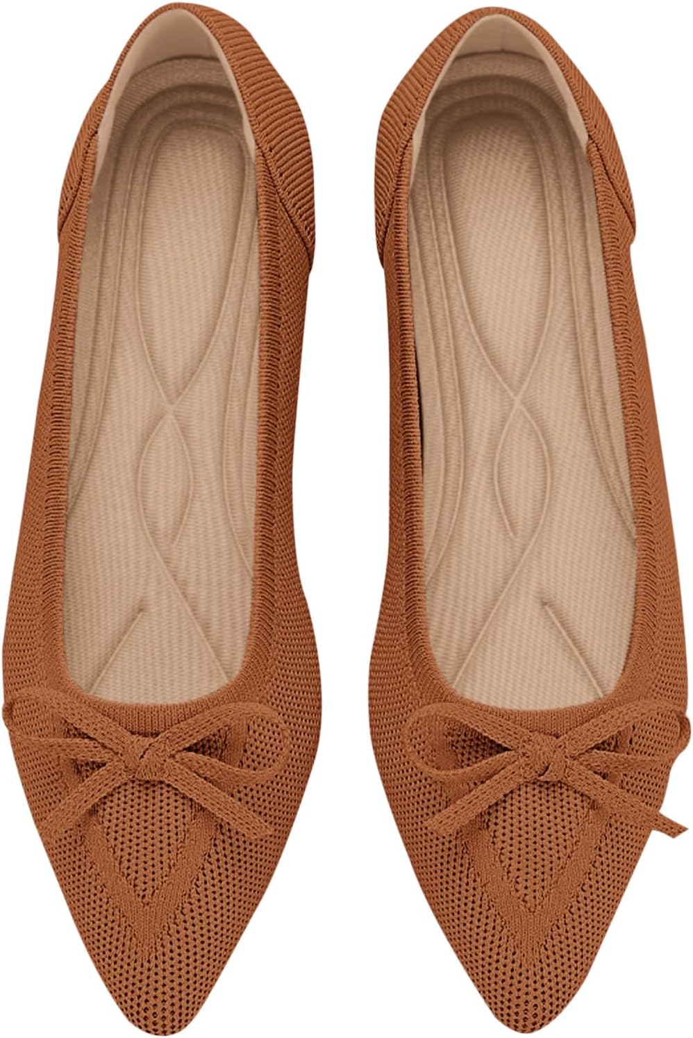 Women's Flats Pointed Toe Bow Knit Ballet Shoes Comfortable Dressy Mesh Slip On...
