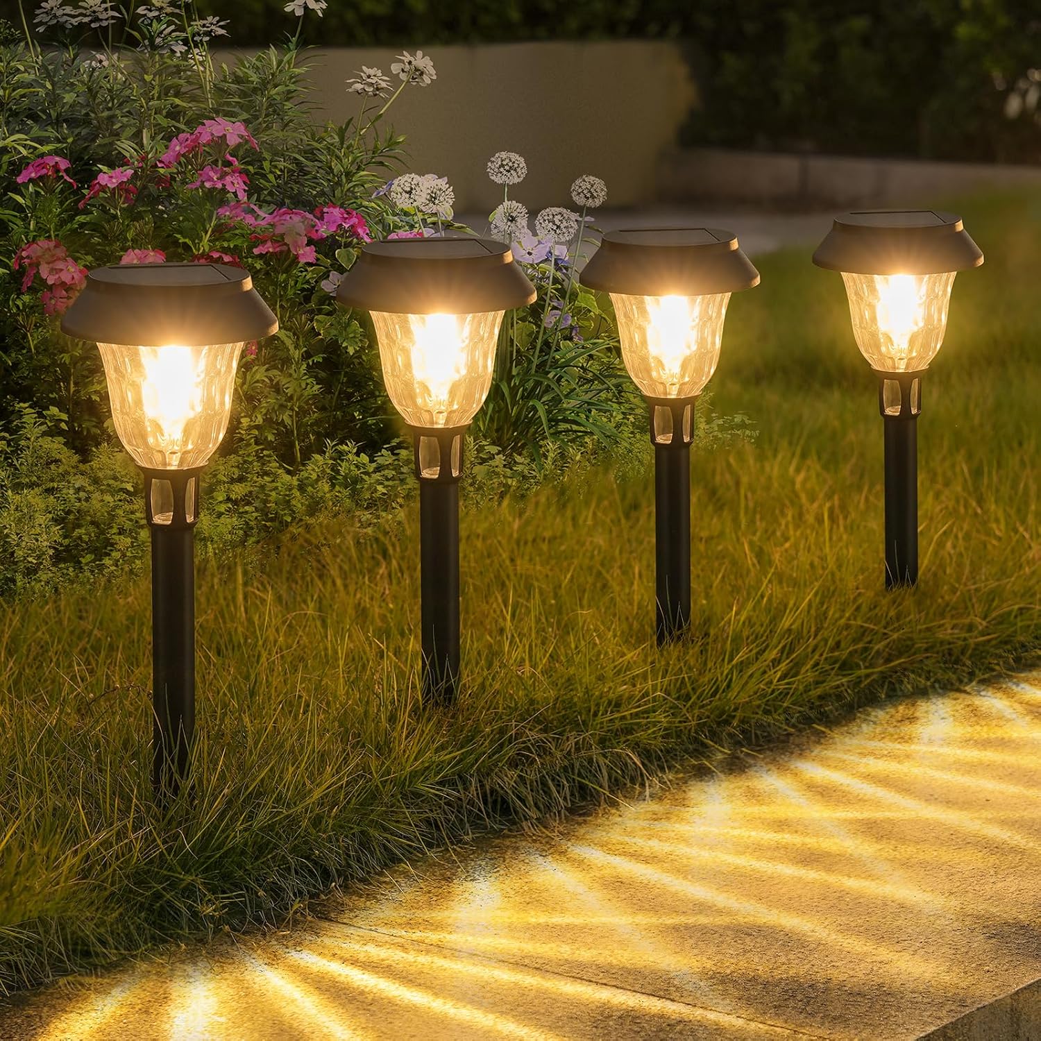 APONUO 6 Pack Solar Pathway Lights Outdoor Waterproof,IP65 Solar Walkway Lights...