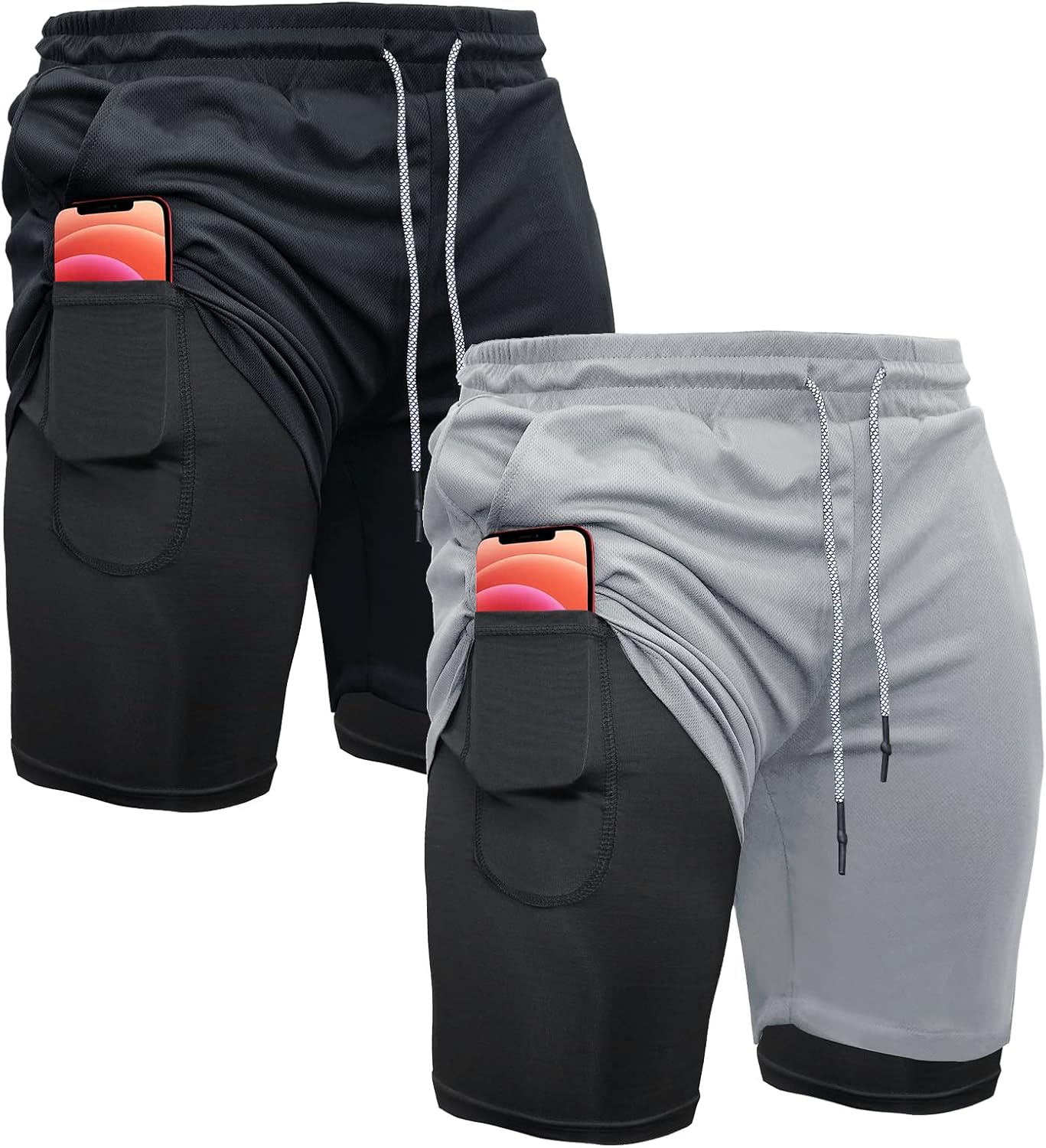 OEBLD Mens Athletic Shorts, Special 2-in-1 Gym Workout Shorts, Innovative Runnin...