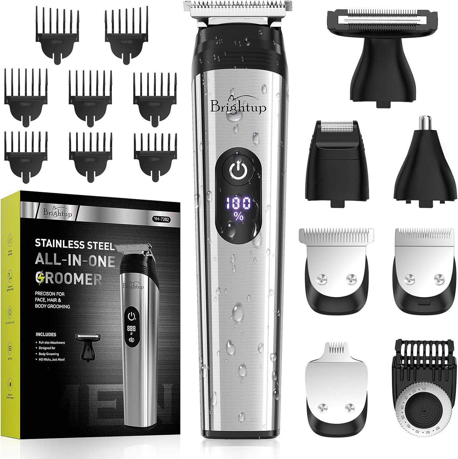 Brightup Beard Trimmer Men, Hair Clippers, 4 Hours of Cordless Use, Stainless St...