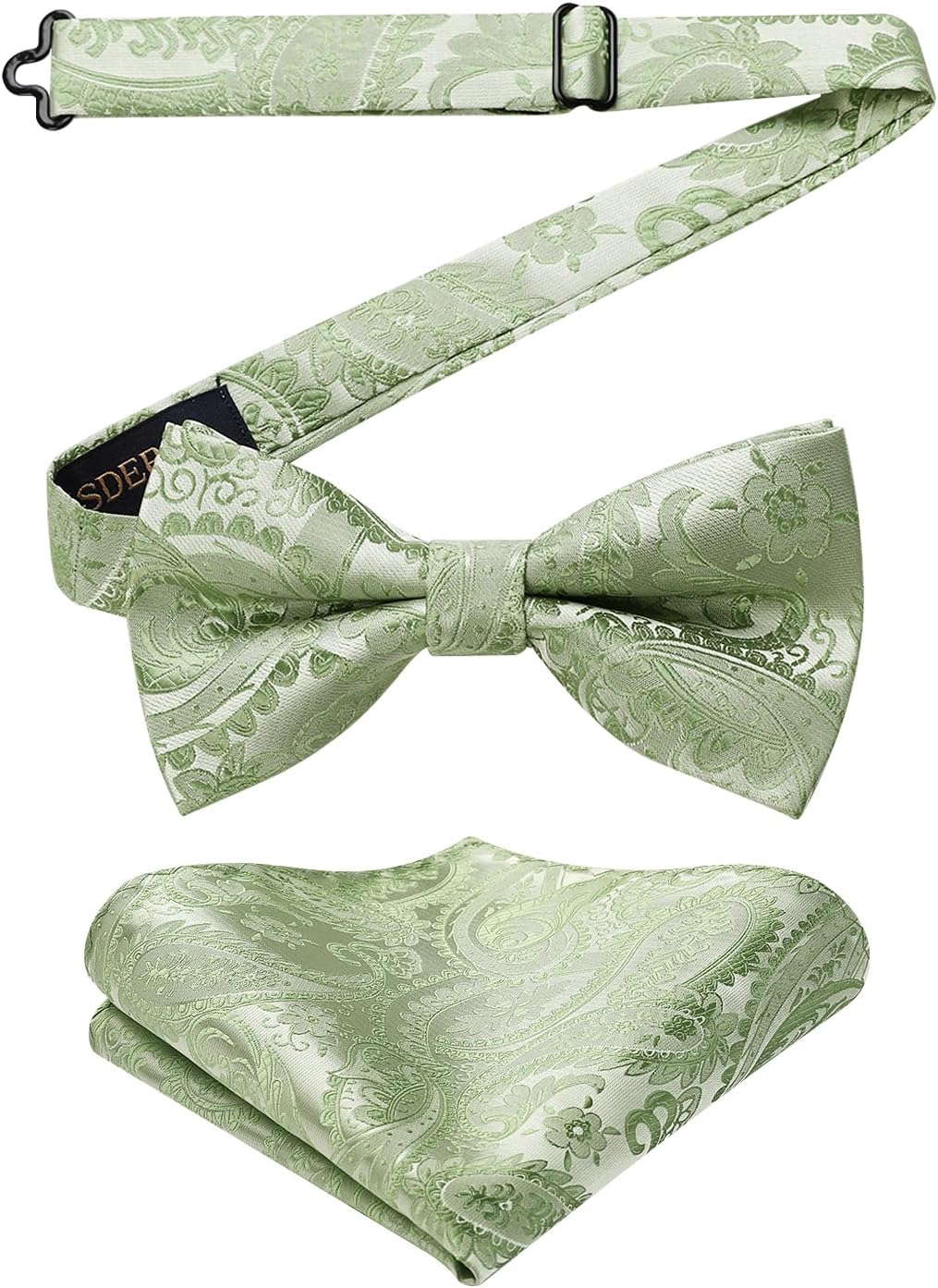 HISDERN Men's Solid Color Pre-tied Bow Tie Adjustable Tuxedo Two Layer Bow Tie a...