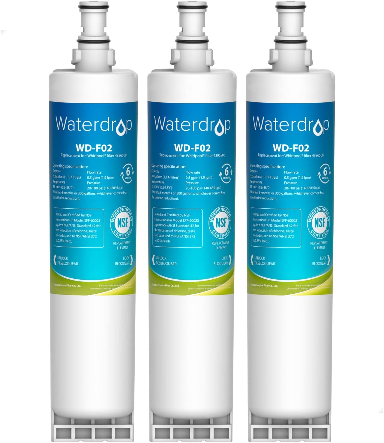 Waterdrop 4396508 Replacement for Whirlpool® 4396510, EDR5RXD1, NLC240V, PNL240V...