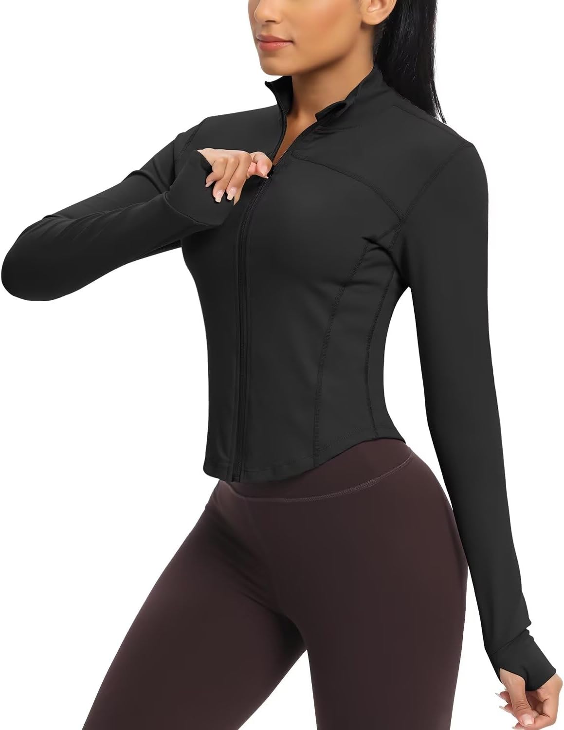 QUEENIEKE Women's Cropped Running Jackets - Zip Up Lightweight Athletic Yoga Gym...