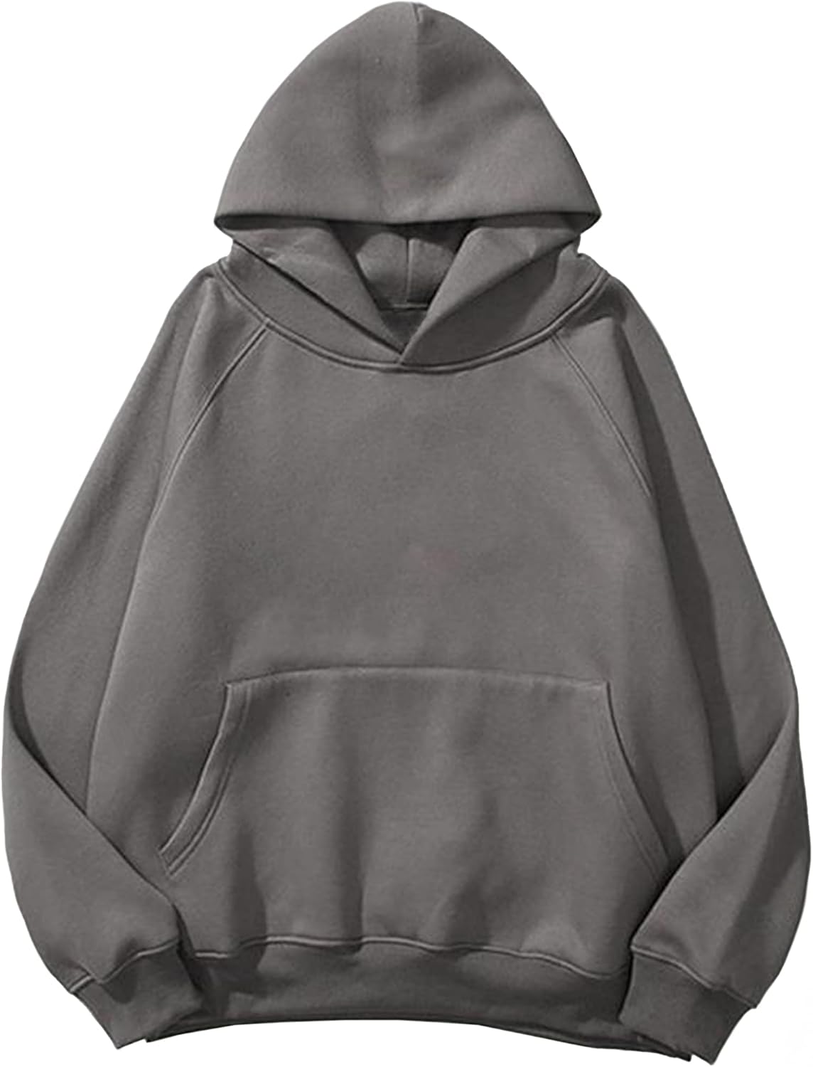 Lauweion Women Solid Basic Fleece Letter Loose Hoodie Sweatshirt Long Sleeve Kan...