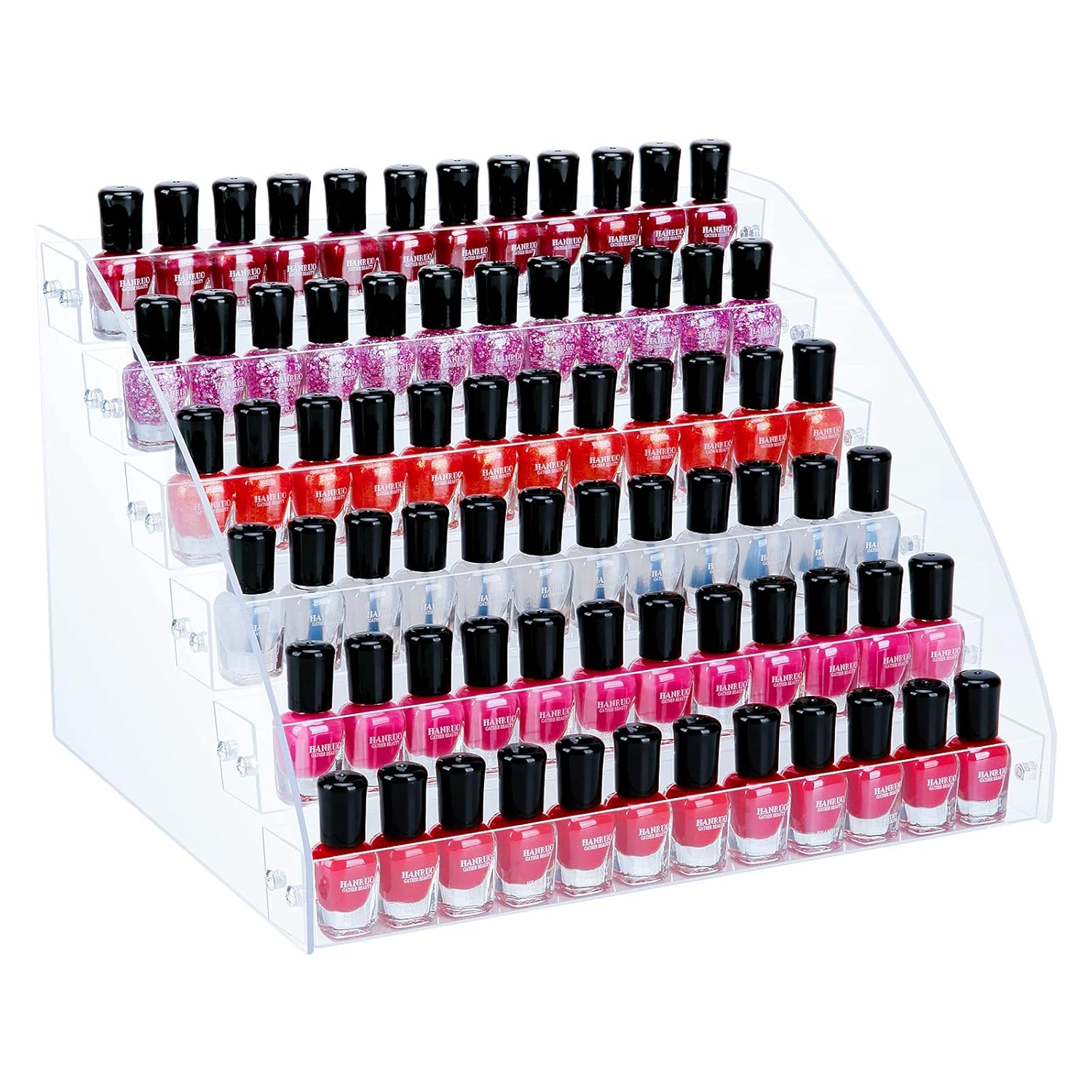 KINGROW Nail Polish Organizer 72 Bottles of 6 Layers Acrylic Display Rack Eyegla...