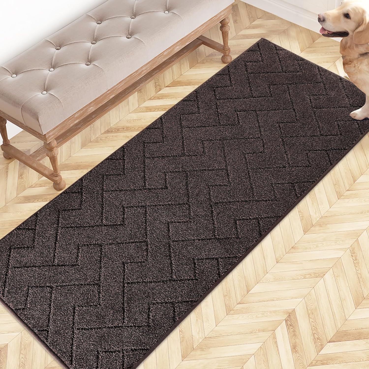 FCSDETAIL Dirt Trapper Indoor Door Mat 60 x 150 cm, Machine Washable Entrance Ru...