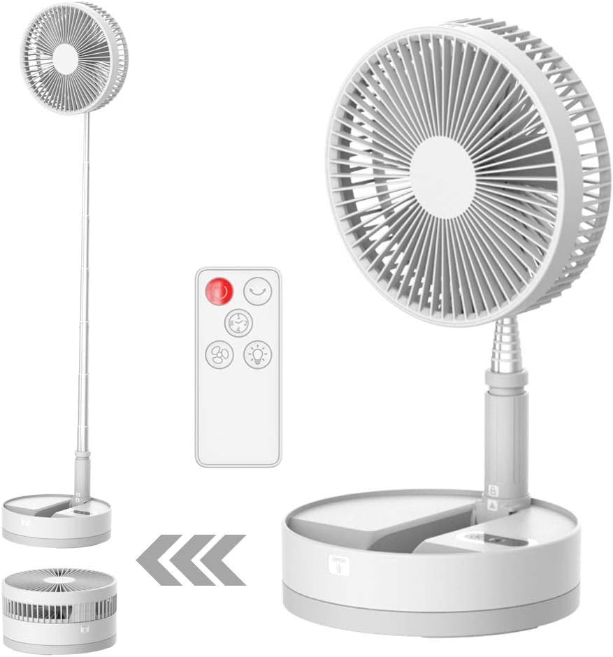 UN UNITEDTIME Foldable Fan Foldaway Oscillating with Remote Control, 10800mAh Re...