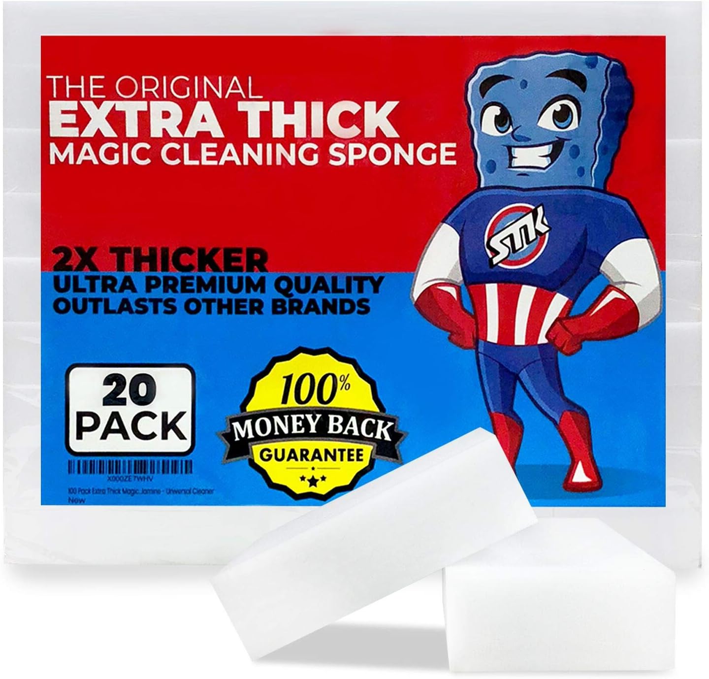 STK 20 Pack Extra Thick Magic Cleaning Pads - Eraser Sponge for All Surfaces - K...