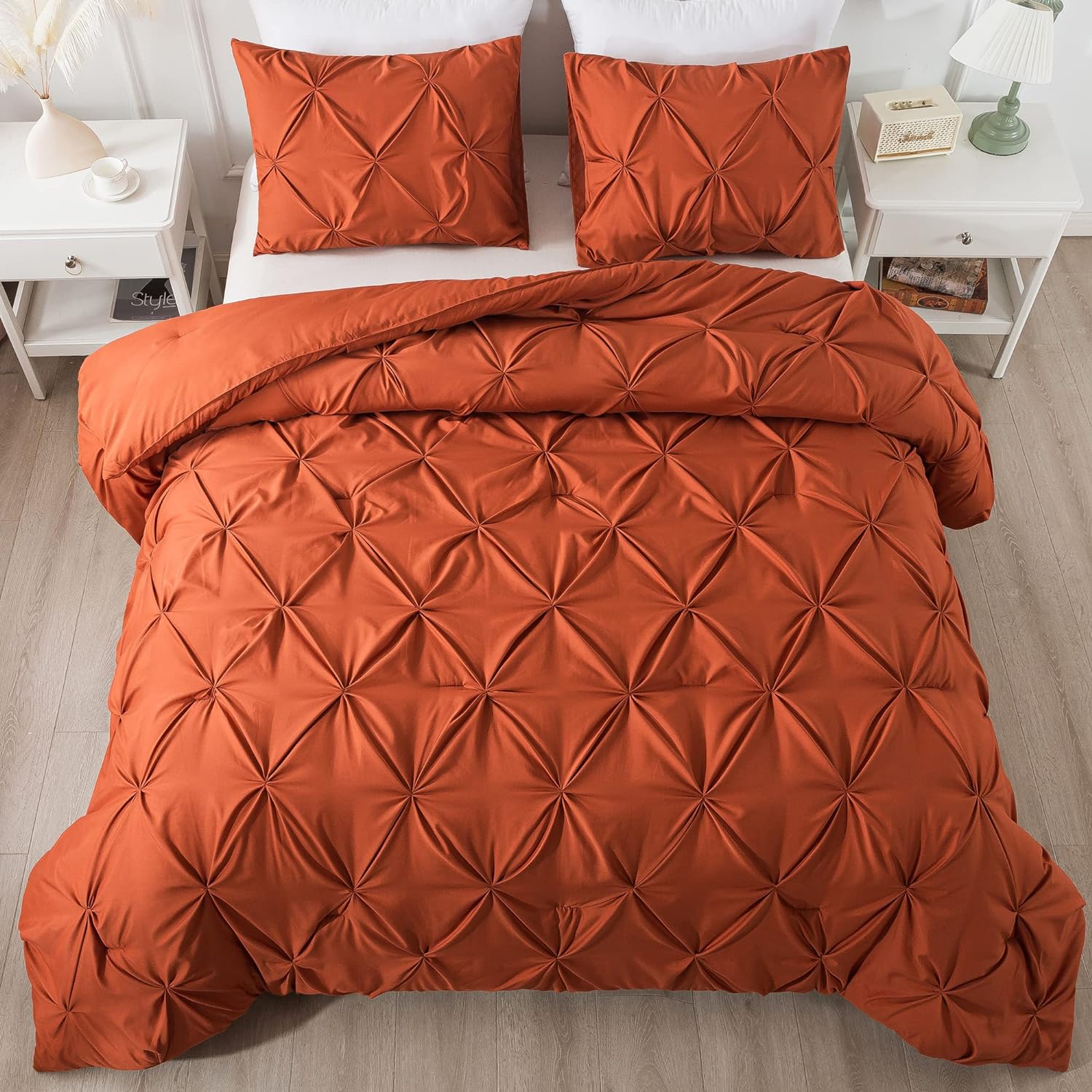 Andency Burnt Orange Terracotta Comforter Set, Special King Size Comforter Set f...