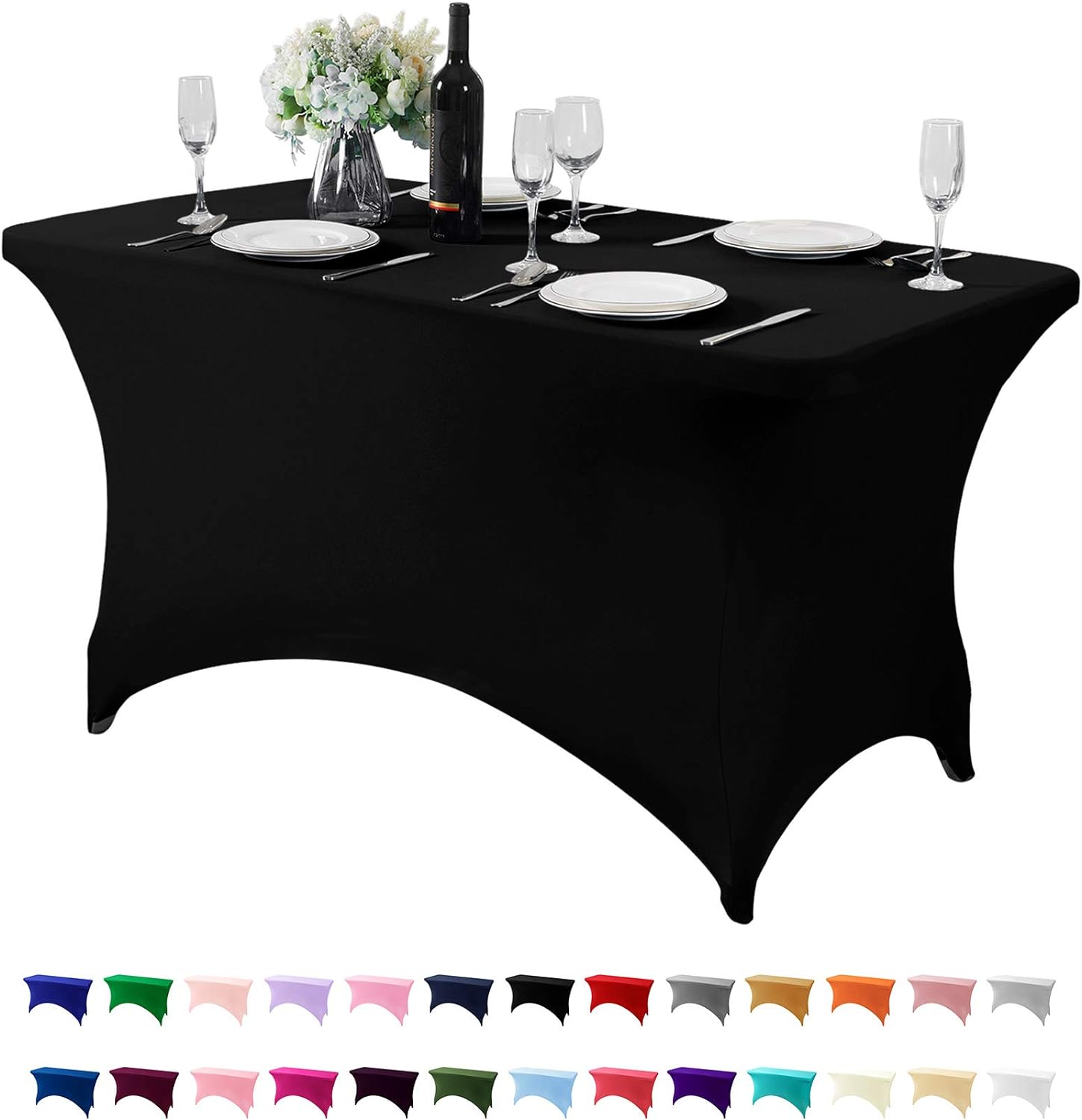 Spandex Table Cover for 4FT Table Universal Fitted Stretch Tablecloth for Party,...
