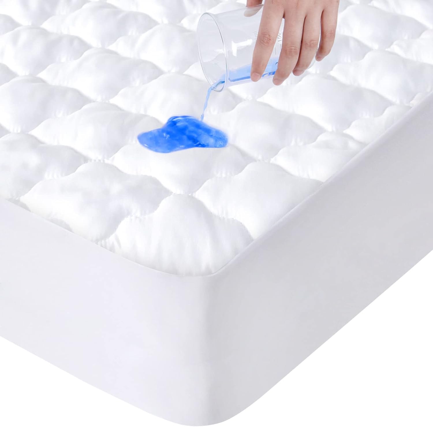 King Mattres Protector Pad Waterproof Quilted, Breathable & Cooling King Size Ma...