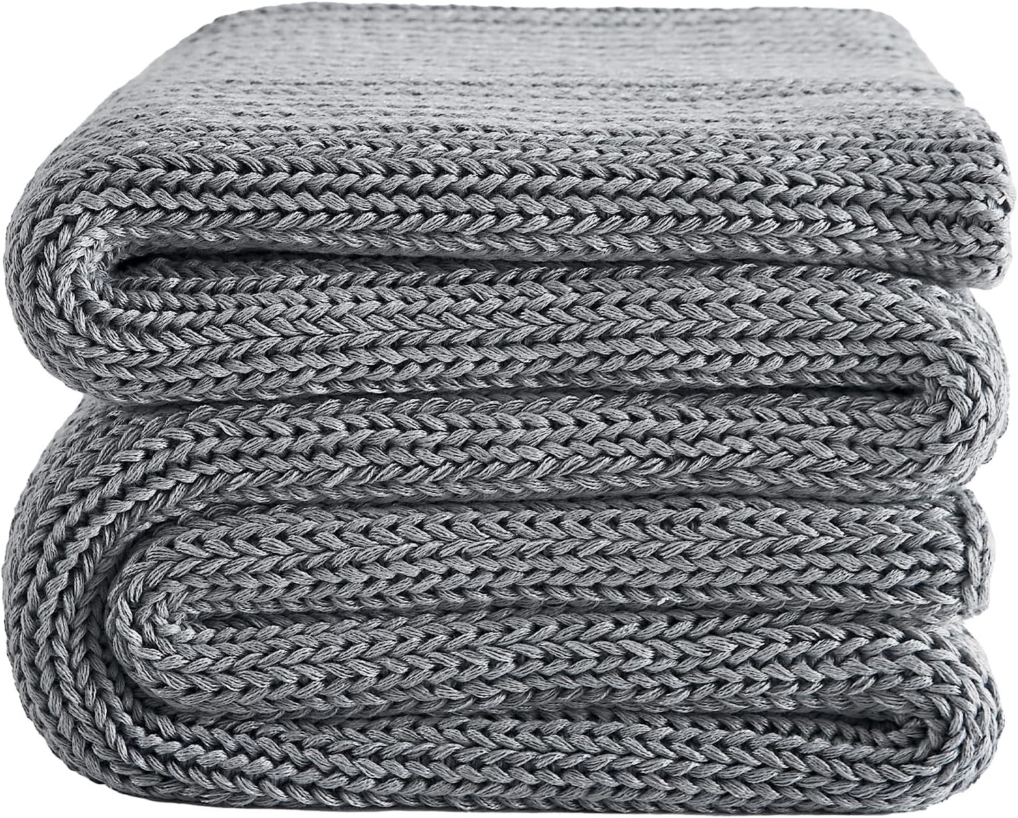 L'AGRATY Knitted Weighted Blanket - 60"x80" 15lbs Cooling Chunky Knit Heavy Blan...