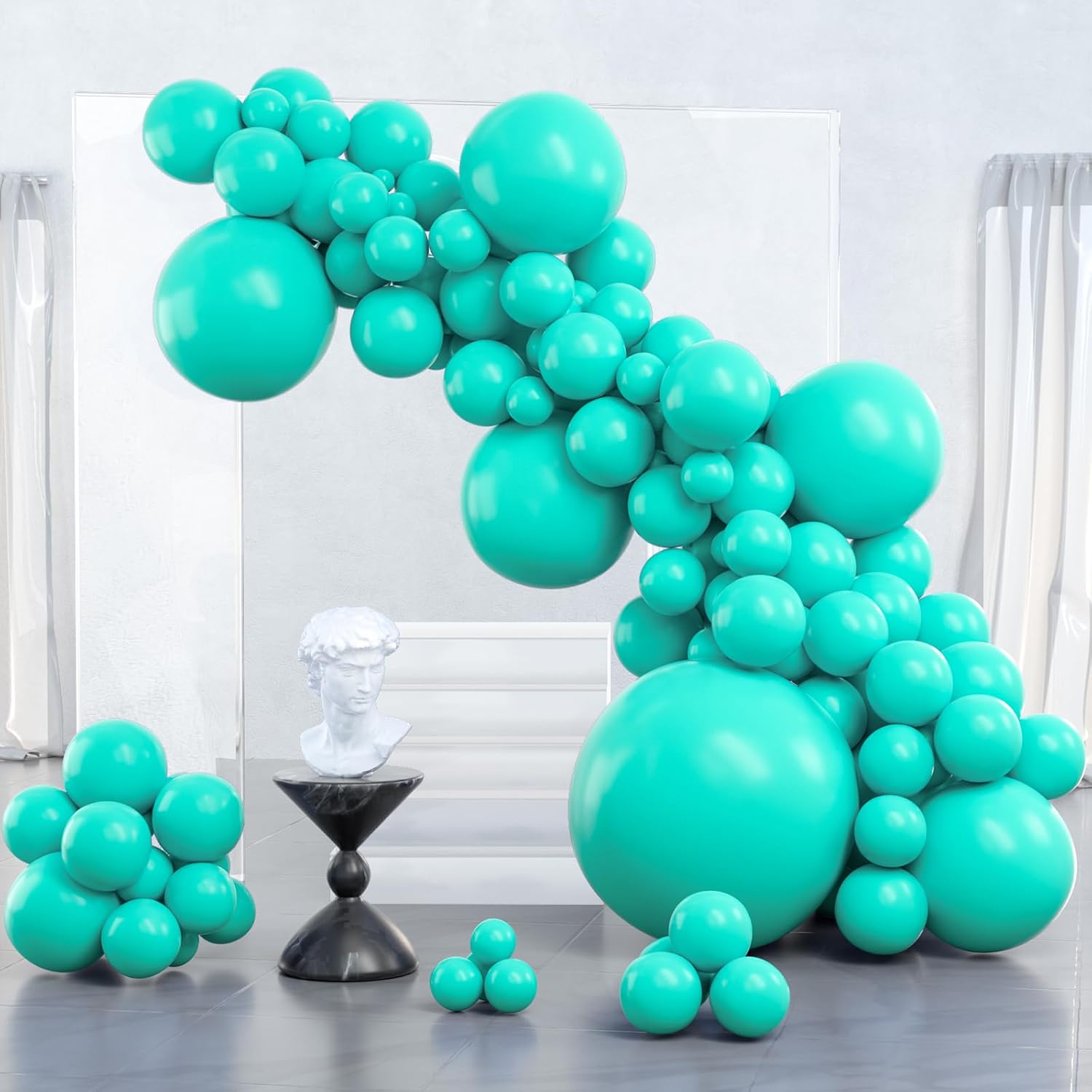 PartyWoo Teal Balloons, Special Teal Blue Balloons, Unique Pack of Different Siz...