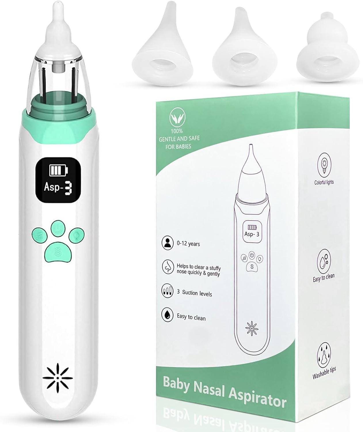 Grixz Baby Nasal Aspirator, Electric Baby Nose Sucker, Rechargeable Nose Cleaner...
