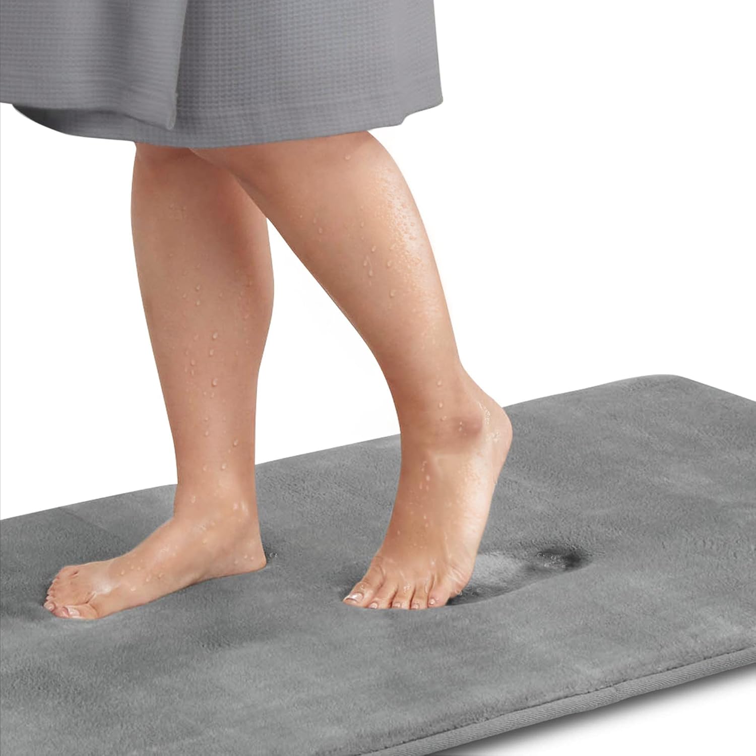 Genteele Bath Mats Non Slip - Grey 20" x 32" Memory Foam Bathroom Rugs - Quick D...