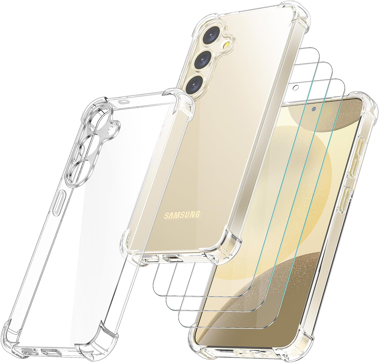 Giolus 4 in 1 for Samsung Galaxy S24 Plus Case with 3 Pack Screen Protector, Cry...