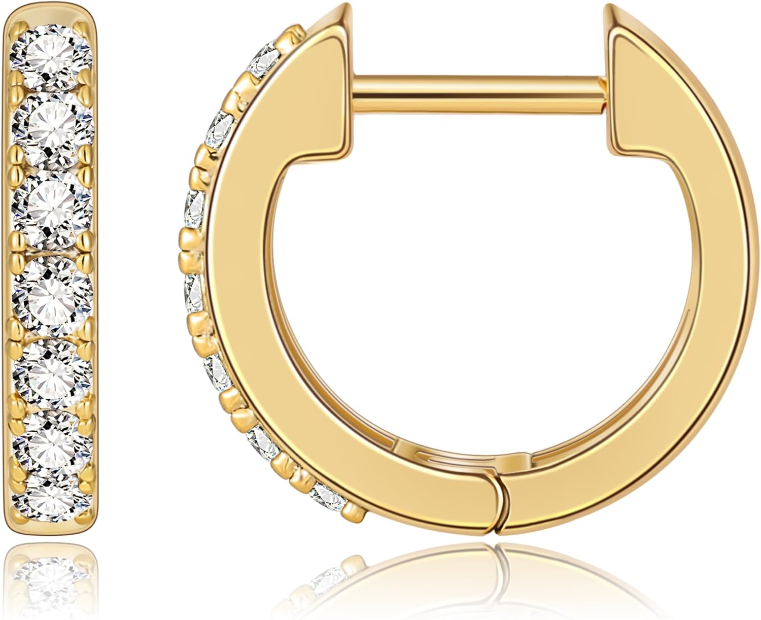 Gacimy Gold Huggie Earrings for Women 14K Real Gold Plated, Small Cubic Zirconia...