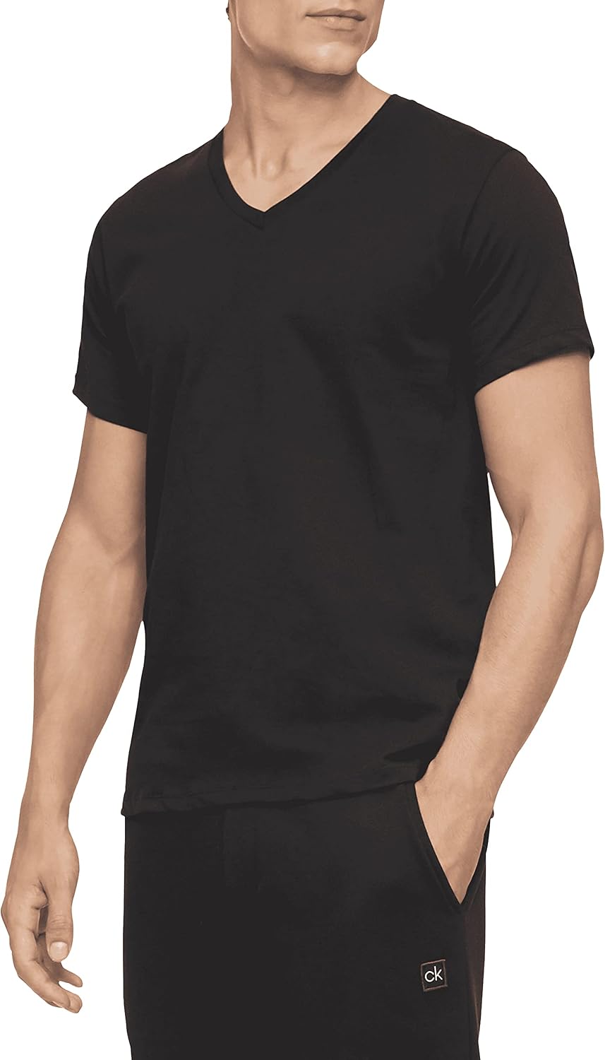 Calvin Klein Men's Cotton Classics 5-Pack Undershirts Medium 5 Black V-neck
