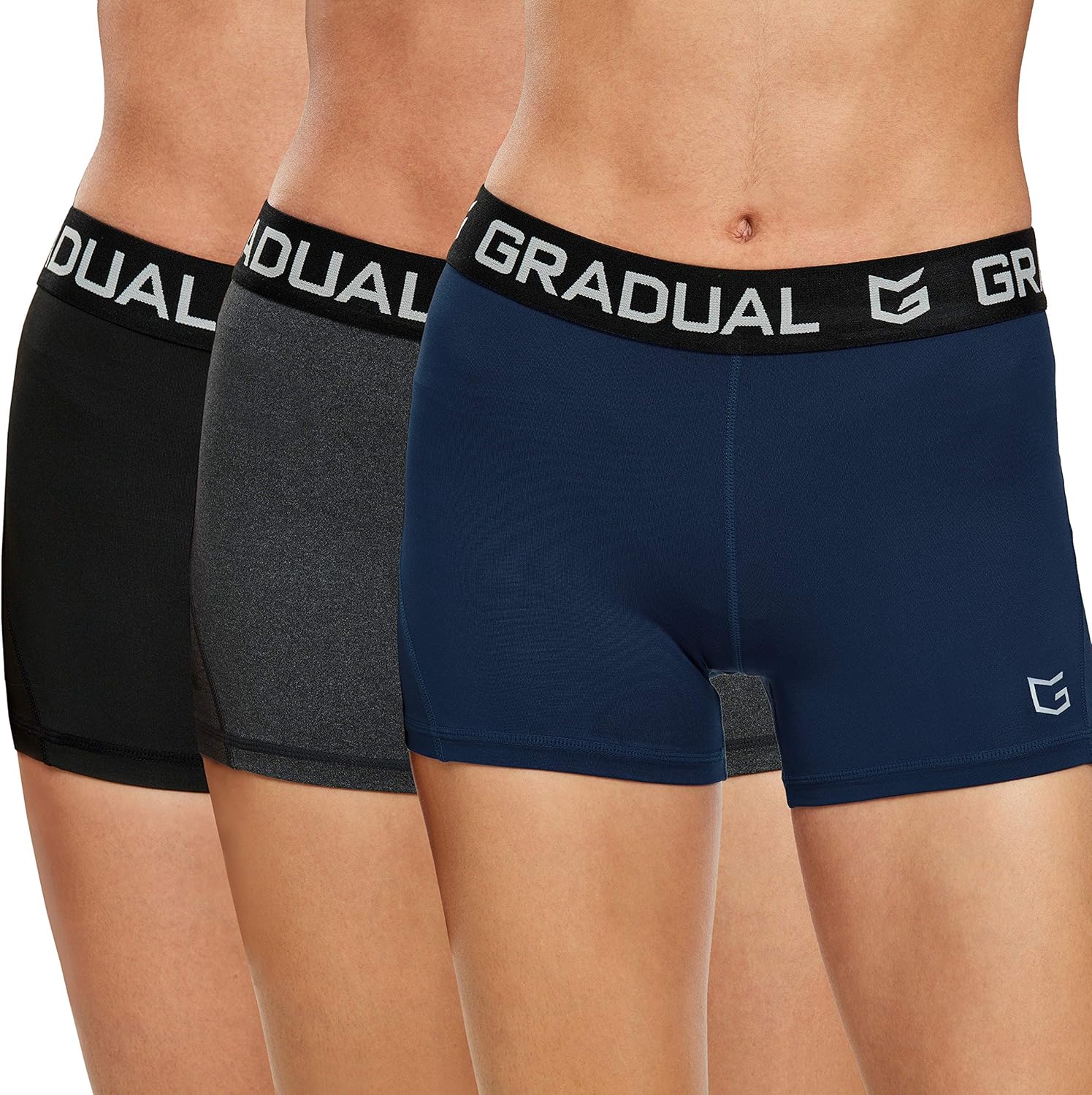 G Gradual Women's Spandex Compression Volleyball Shorts 3" /7" Workout Pro Short...